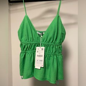 Zara Women’s Green Ruffle Tank Top Size Small